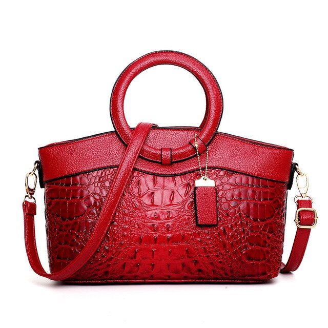 Luxury Designer Crocodile Leather Tote Bag, Shoulder Bag and Handbag-Handbags-Innovato Design-Red-Innovato Design