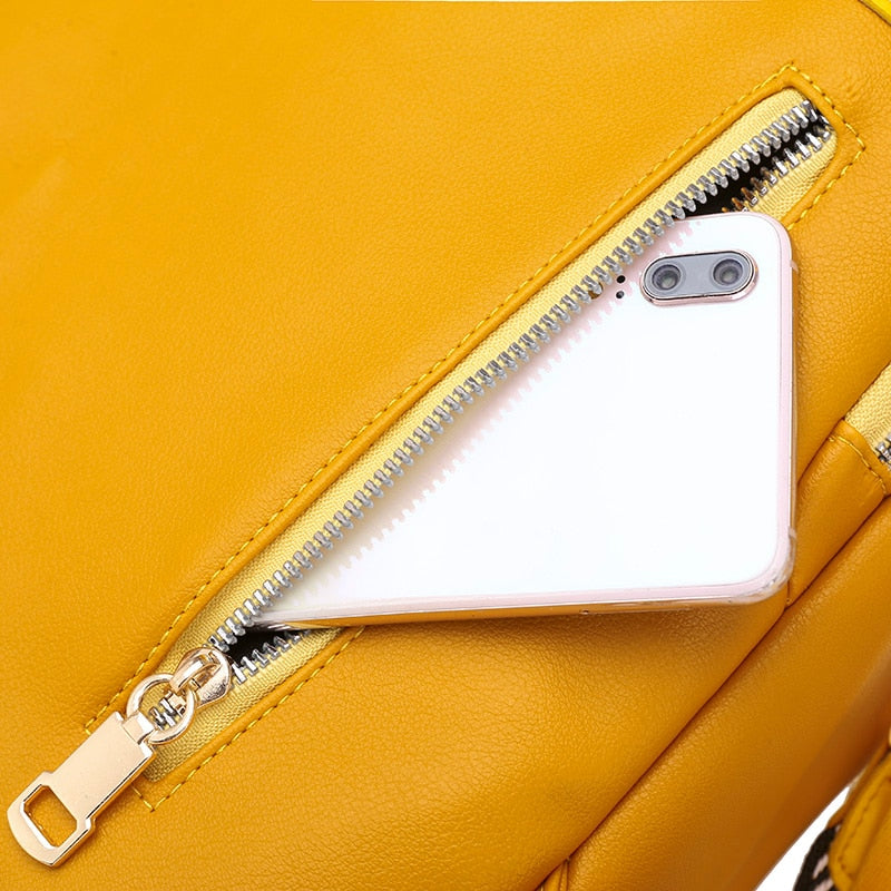 Luxury Designer Multifunction Riveted Soft PU Leather School Bag and Travel Backpack-Backpacks-Innovato Design-Yellow-Innovato Design