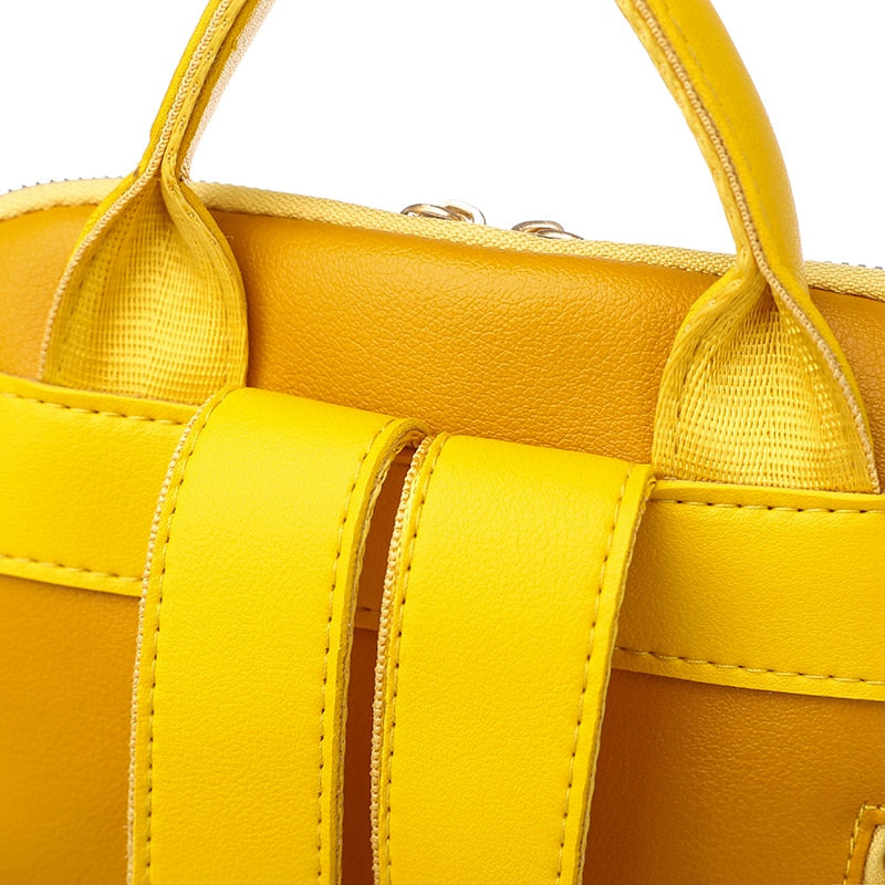 Luxury Designer Multifunction Riveted Soft PU Leather School Bag and Travel Backpack-Backpacks-Innovato Design-Yellow-Innovato Design
