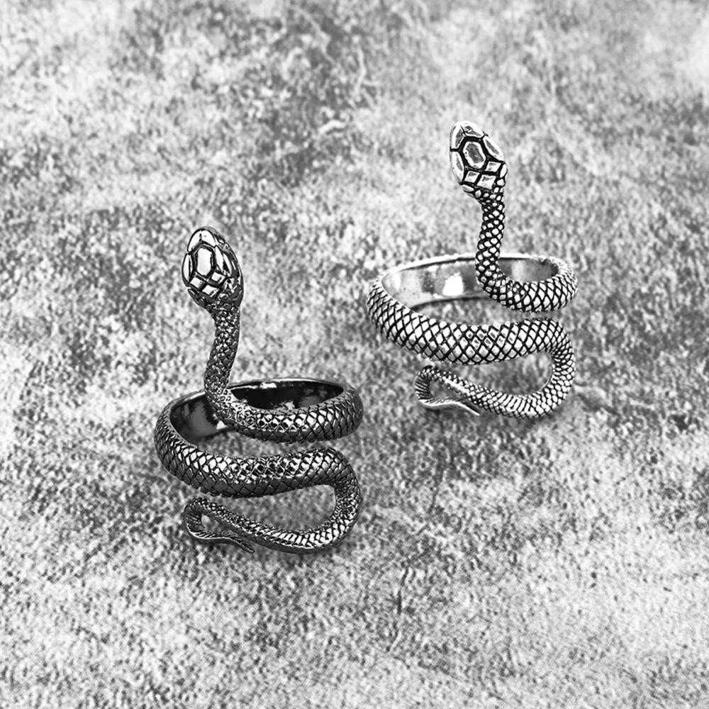 Gothic Snake 316L Stainless Steel Adjustable Ring-Rings-Innovato Design-Black-Innovato Design