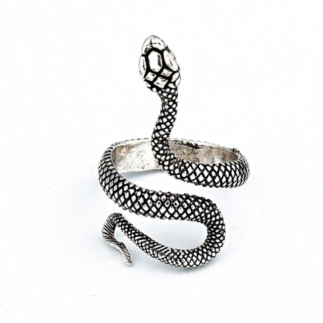 Gothic Snake 316L Stainless Steel Adjustable Ring-Rings-Innovato Design-White-Innovato Design