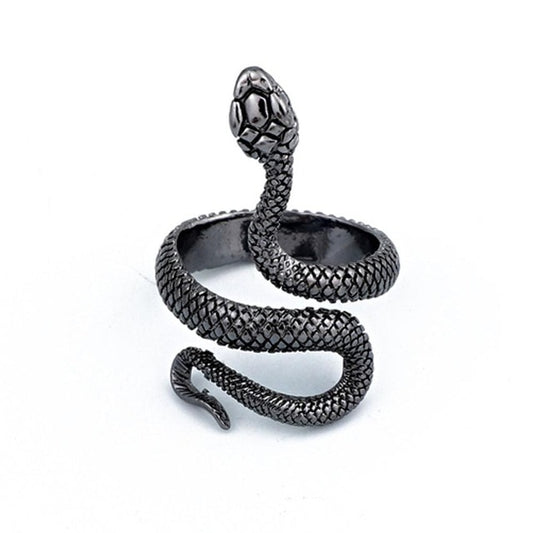 Gothic Snake 316L Stainless Steel Adjustable Ring-Rings-Innovato Design-Black-Innovato Design