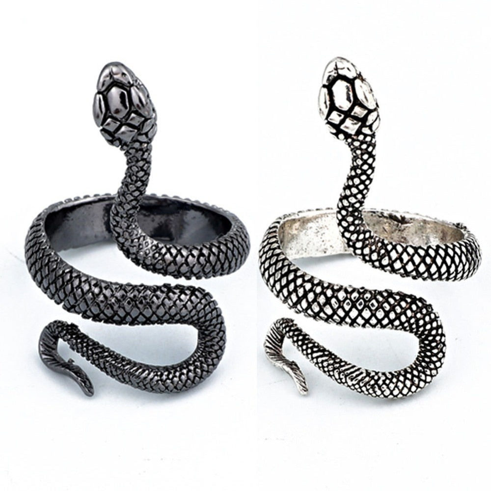 Gothic Snake 316L Stainless Steel Adjustable Ring-Rings-Innovato Design-Black-Innovato Design