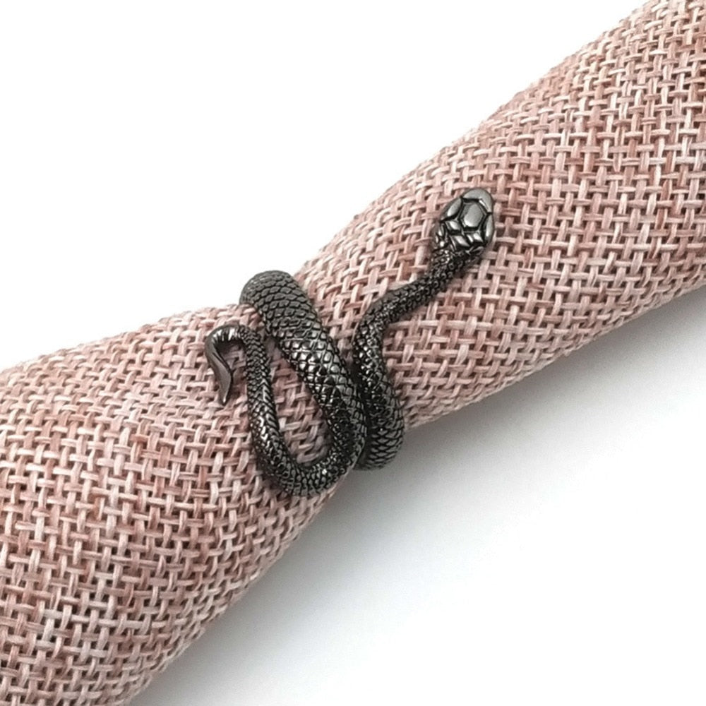 Gothic Snake 316L Stainless Steel Adjustable Ring-Rings-Innovato Design-Black-Innovato Design