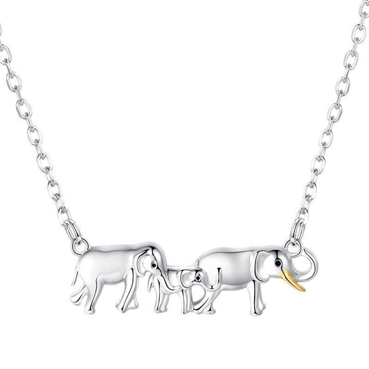 Lovely Elephants 925 Sterling Silver Fashion Pendant Necklace