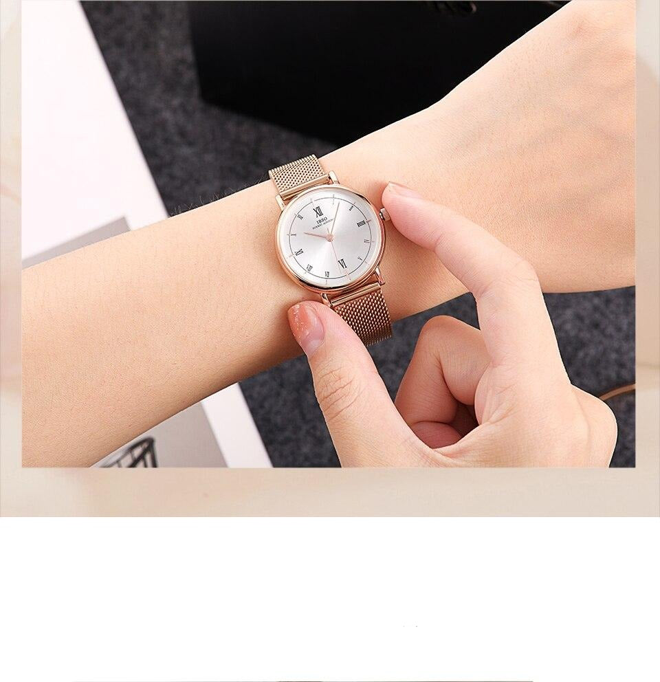 Women Quartz Watch and Crystal Bracelet Jewelry Set-Jewelry Sets-Innovato Design-Rose Gold Wave-Innovato Design