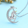 Unicorn and Cubic Zirconia Moon 925 Sterling Silver Fashion Pendant Necklace