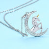 Unicorn and Cubic Zirconia Moon 925 Sterling Silver Fashion Pendant Necklace