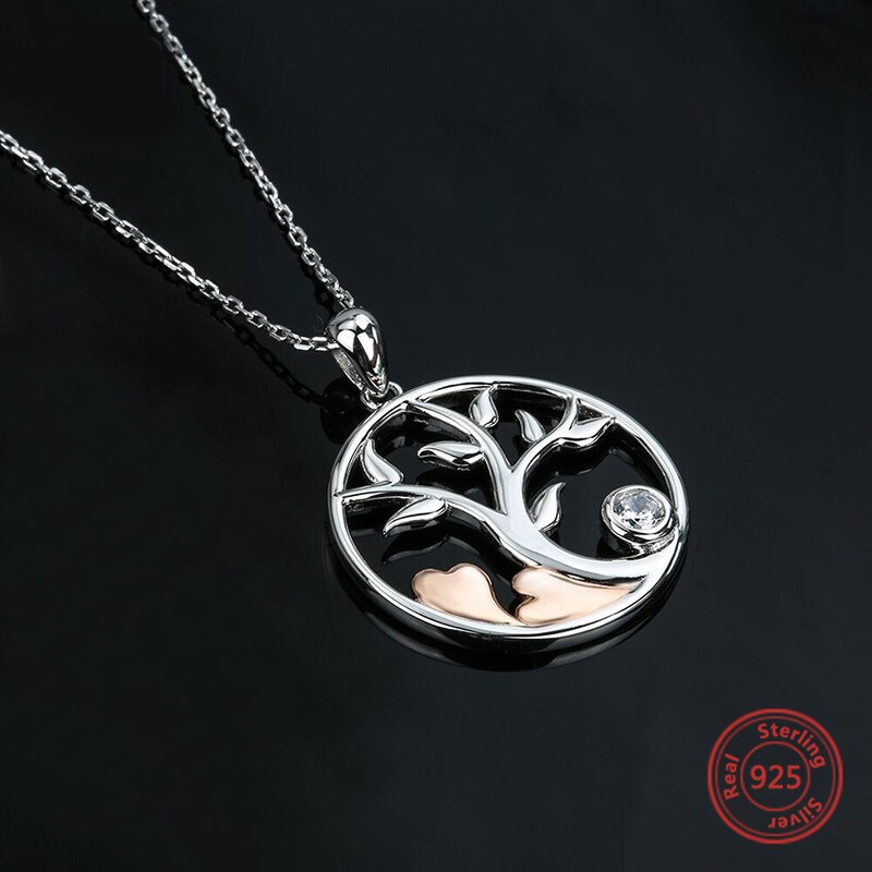Tree of Life with Cubic Zirconia Stone 925 Sterling Silver Fashion Pendant Necklace-Necklaces-Innovato Design-Innovato Design