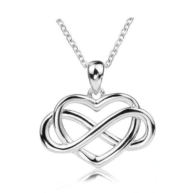 Infinity Symbol and Heart 925 Sterling Silver Fashion Pendant Necklace-Necklaces-Innovato Design-Silver-22inch-Innovato Design