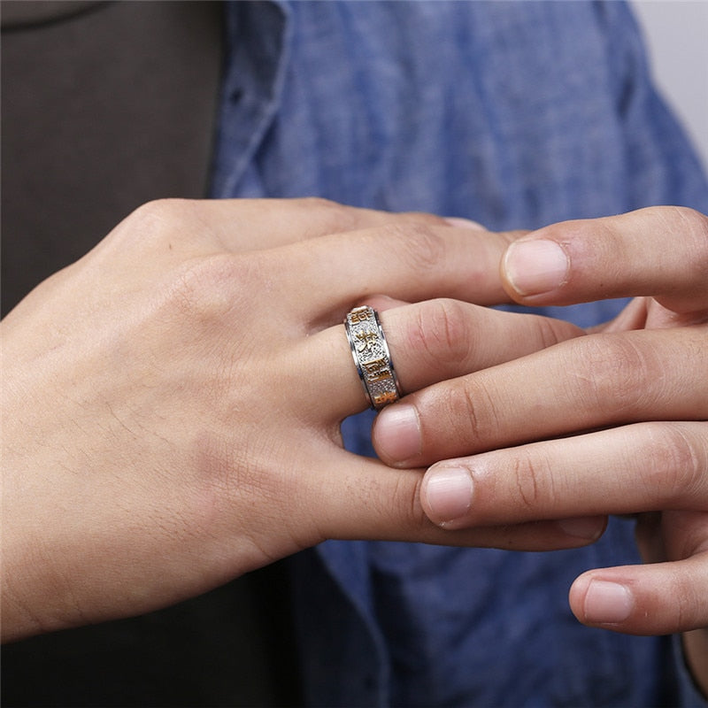 Good Luck Ring with Chinese Element Taoist Ring Stainless Steel Rotatable Punk Ring-Rings-Innovato Design-Gold-7-Innovato Design