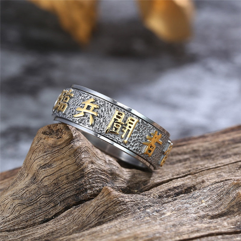 Good Luck Ring with Chinese Element Taoist Ring Stainless Steel Rotatable Punk Ring-Rings-Innovato Design-Gold-7-Innovato Design