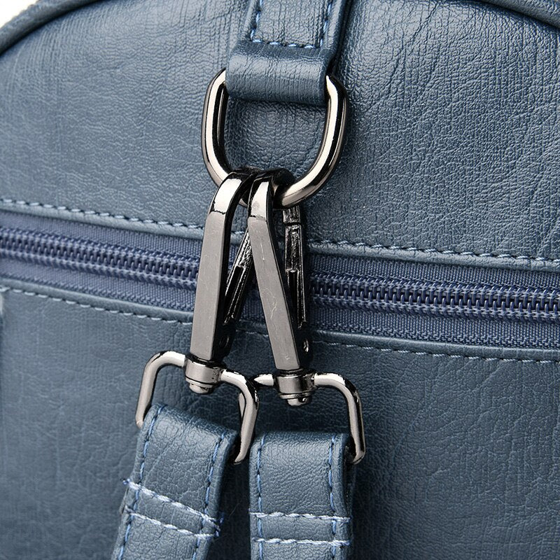 Vintage Casual Multifunction Leather Travel Backpack-Backpacks-Innovato Design-Blue-Innovato Design