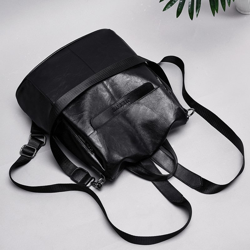 PU Leather School Bag and Backpack-Backpacks-Innovato Design-Black-Innovato Design
