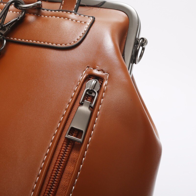 Large Capacity Vintage Genuine Leather School Bag, Rucksack and Backpack-Backpacks-Innovato Design-Black-Innovato Design