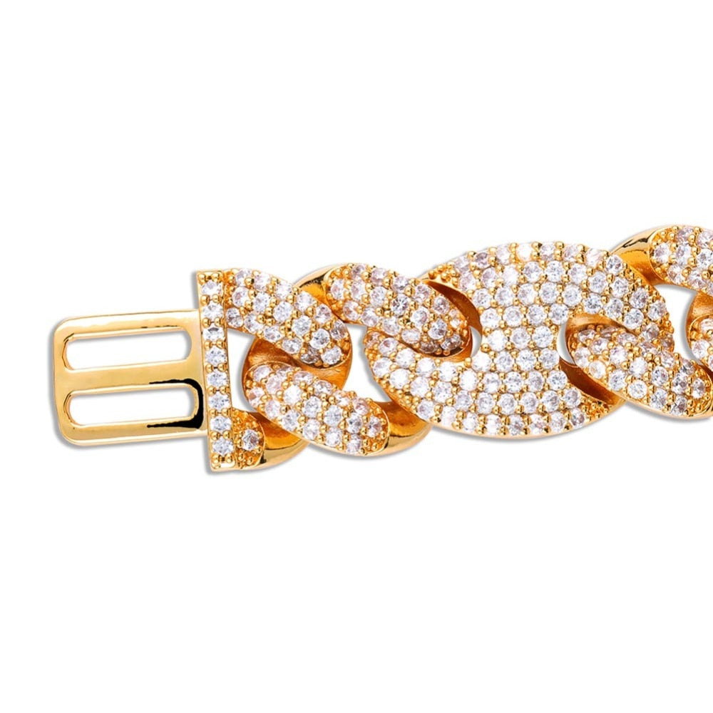 20mm Miami Lock Clasp Cuban Chain Link Cubic Zirconia Copper Hip-Hop Bracelet-Bracelet-Innovato Design-Gold-9inch-Innovato Design