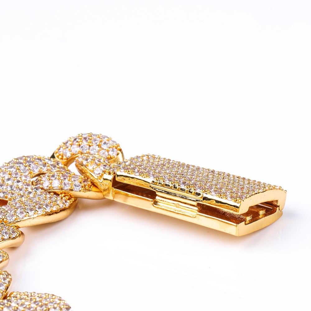 20mm Miami Lock Clasp Cuban Chain Link Cubic Zirconia Copper Hip-Hop Bracelet-Bracelet-Innovato Design-Gold-9inch-Innovato Design