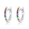 Cubic Zirconia 925 Sterling Silver Fashion Hoop Earrings-Earrings-Innovato Design-Rainbow-Innovato Design