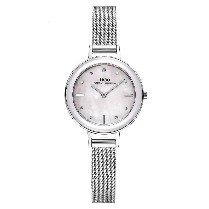 Women Shock-Resistant Silver Stainless Steel Quartz Watch with Interchangeable Bezel-Jewelry Sets-Innovato Design-Innovato Design