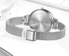 Women Shock-Resistant Silver Stainless Steel Quartz Watch with Interchangeable Bezel
