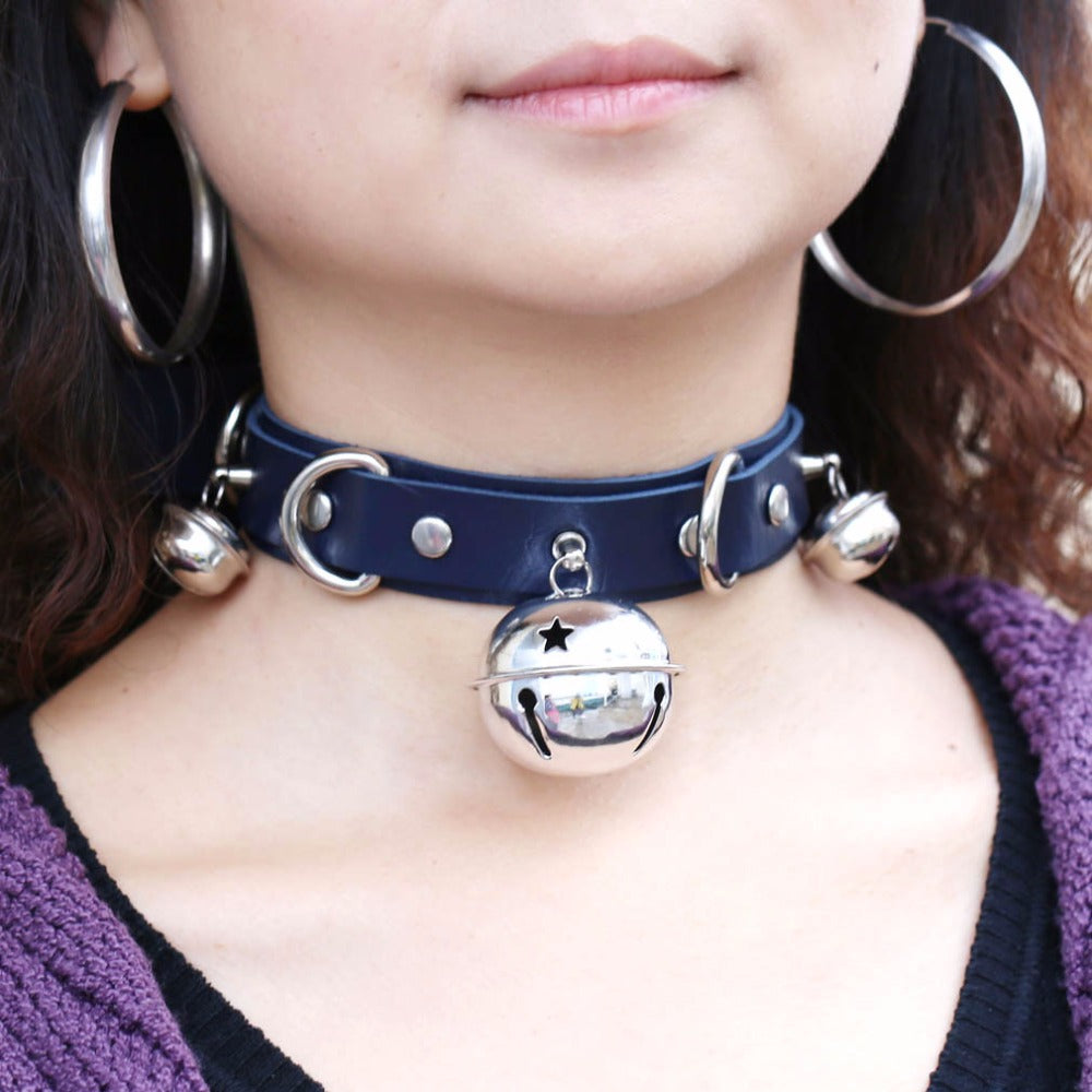 Metal Bell Choker Collar Leather Handmade Gothic Boho Necklace-Necklace-Innovato Design-White-Innovato Design