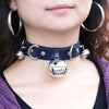 Metal Bell Choker Collar Leather Handmade Gothic Boho Necklace