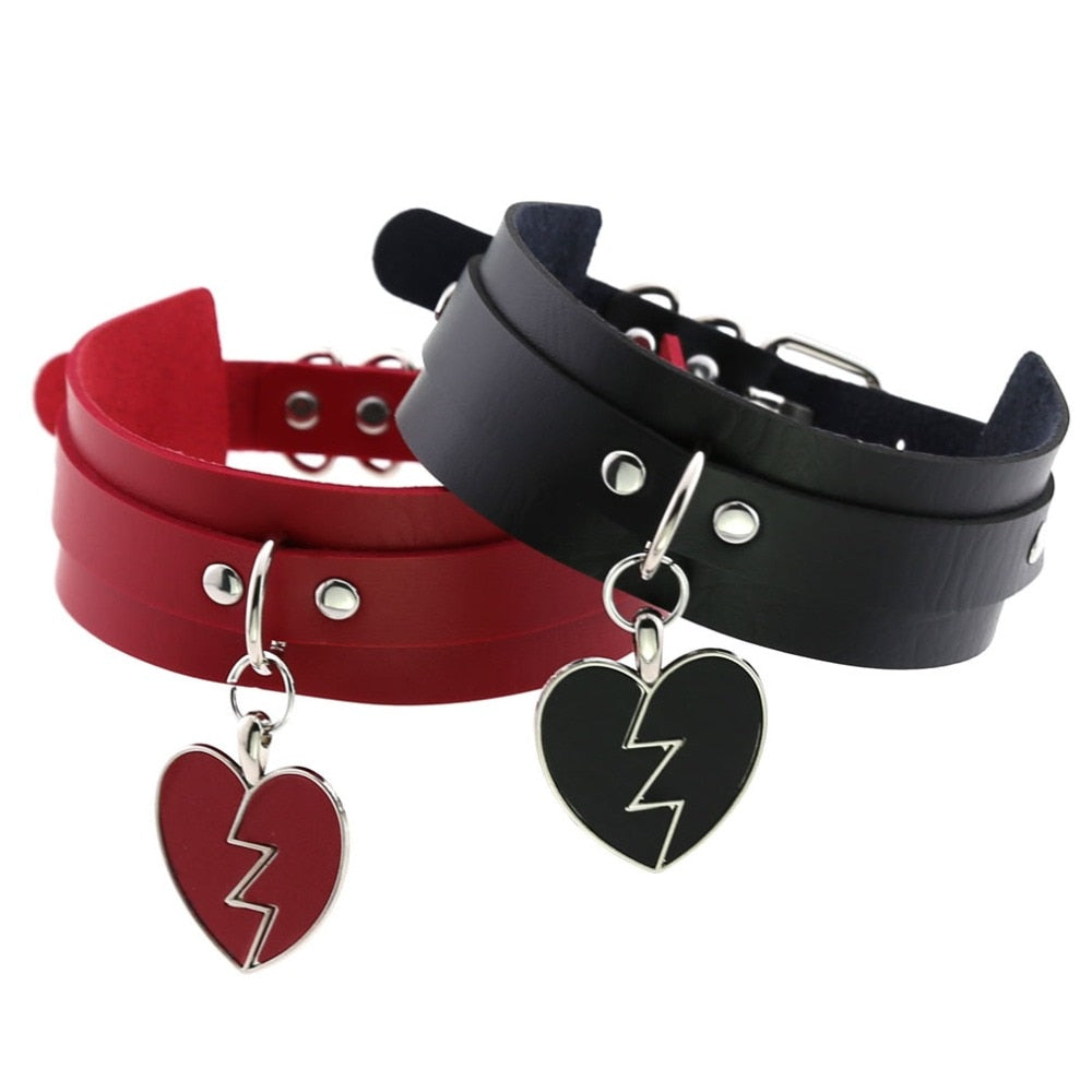 Lightning Heart and Buckle Choker Collar PU Leather Gothic Harajuku Necklace-Necklace-Innovato Design-Black-Innovato Design