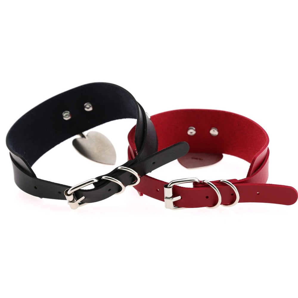Lightning Heart and Buckle Choker Collar PU Leather Gothic Harajuku Necklace-Necklace-Innovato Design-Black-Innovato Design