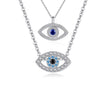 Lucky Turkish Blue Evil Eye Rhinestone 925 Sterling Silver Fashion Necklace-Necklaces-Innovato Design-Blue-18 Inch-Innovato Design