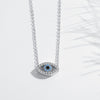 Lucky Turkish Blue Evil Eye Rhinestone 925 Sterling Silver Fashion Necklace-Necklaces-Innovato Design-Blue-18 Inch-Innovato Design