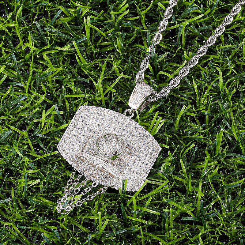 Cubic Zirconia Studded Basketball Bling Hip-hop Pendant Necklace-Necklaces-Innovato Design-Gold-4mm Tennis-20inch-Innovato Design