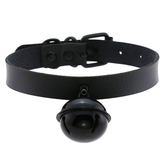 Big Black Bell Choker Collar PU Leather Gothic Harajuku Necklace
