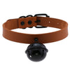 Big Black Bell Choker Collar PU Leather Gothic Harajuku Necklace-Necklace-Innovato Design-Brown-Innovato Design