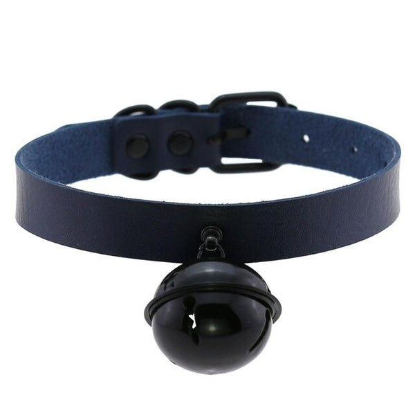 Big Black Bell Choker Collar PU Leather Gothic Harajuku Necklace-Necklace-Innovato Design-Dark Blue-Innovato Design