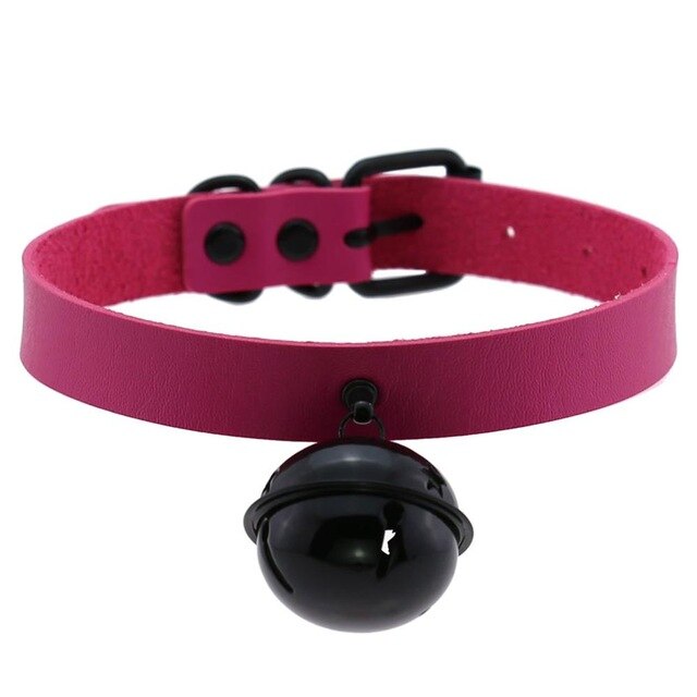 Big Black Bell Choker Collar PU Leather Gothic Harajuku Necklace-Necklace-Innovato Design-Rose-Innovato Design