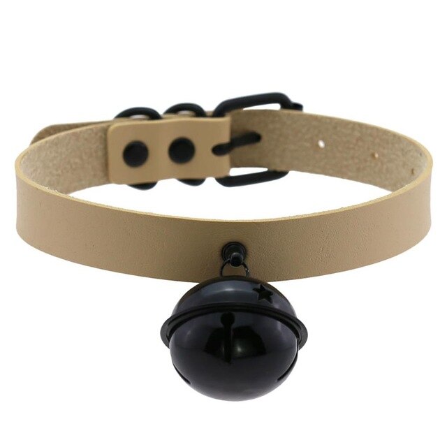 Big Black Bell Choker Collar PU Leather Gothic Harajuku Necklace-Necklace-Innovato Design-Nude-Innovato Design