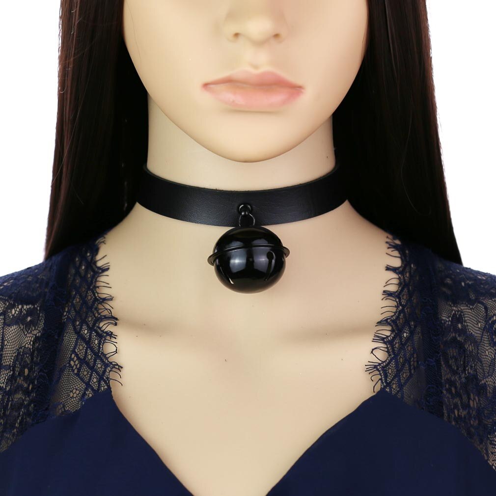 Big Black Bell Choker Collar PU Leather Gothic Harajuku Necklace-Necklace-Innovato Design-Dark Blue-Innovato Design