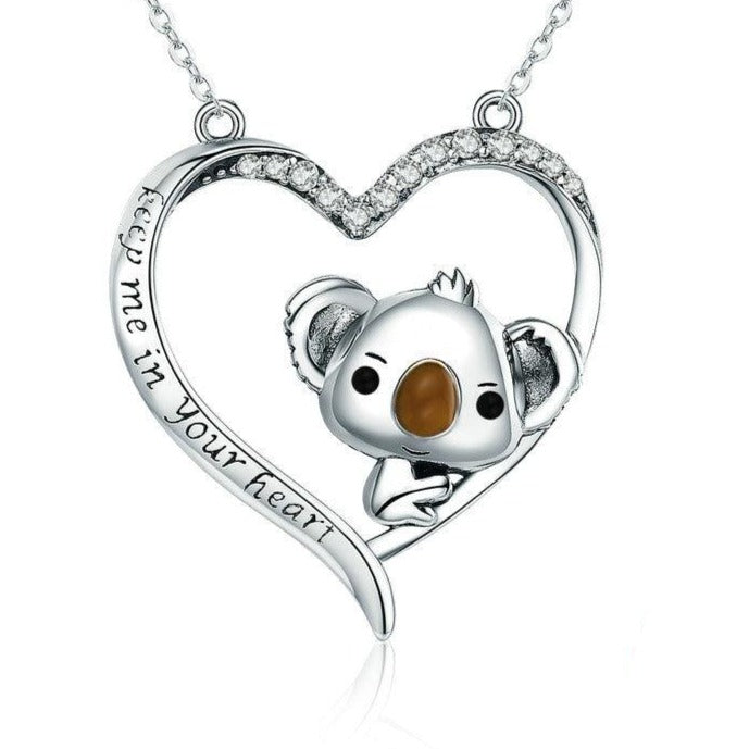 Koala Cubic Zirconia 925 Sterling Silver Fashion Pendant Necklace-Necklaces-Innovato Design-Innovato Design