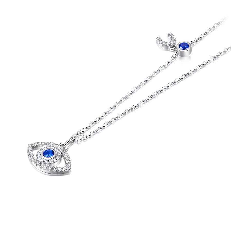Turkish Evil Eye Blue Cubic Zirconia 925 Sterling Silver Necklace, Bracelet, and Ring Jewelry Set-Jewelry Sets-Innovato Design-6-Innovato Design