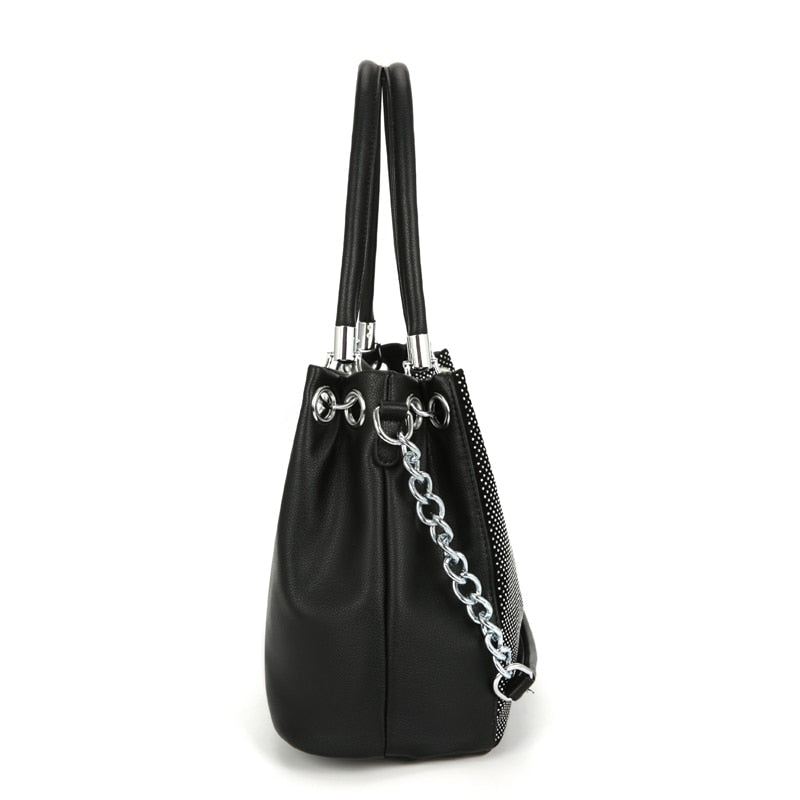 Fashion Shiny Designer Chain Leather Shoulder Bag and Handbag-Handbags-Innovato Design-Blue-Innovato Design