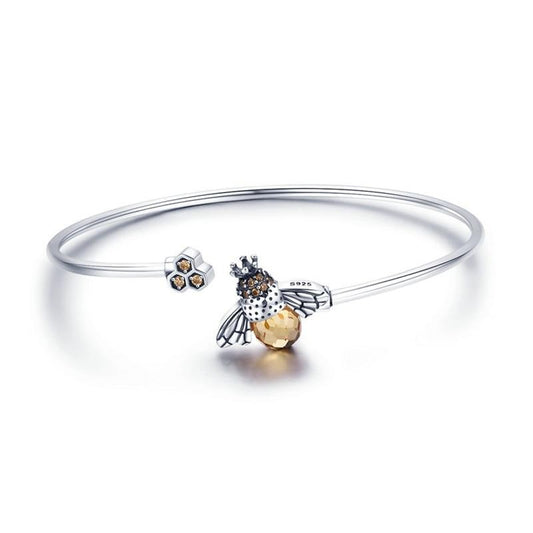 Bee and Honey Bangle 925 Sterling Silver Fashion Bracelet-Bracelets-Innovato Design-Innovato Design
