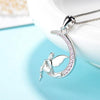 Angel with Back Against the Pink Cubic Zirconia Crescent Moon 925 Sterling Silver Pendant Necklace
