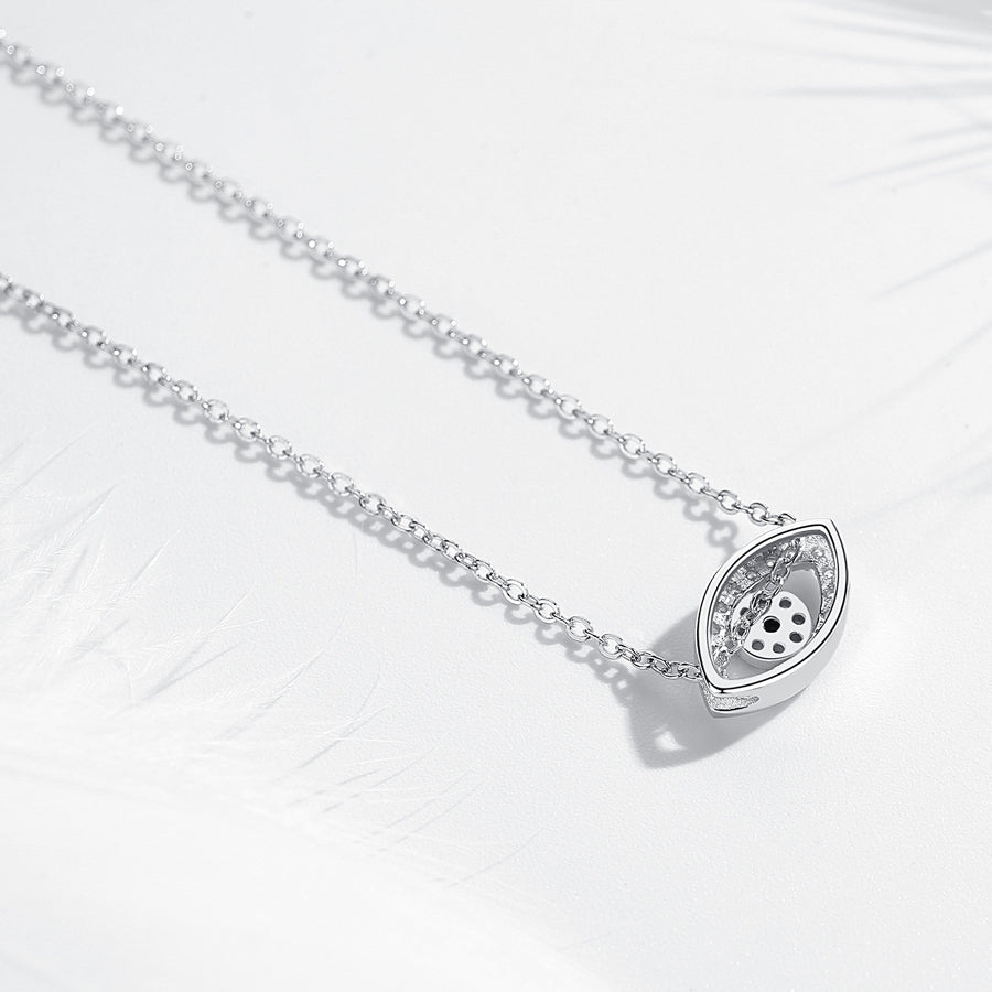 Lucky Turkish Blue Evil Eye Rhinestone 925 Sterling Silver Fashion Necklace-Necklaces-Innovato Design-Blue-18 Inch-Innovato Design