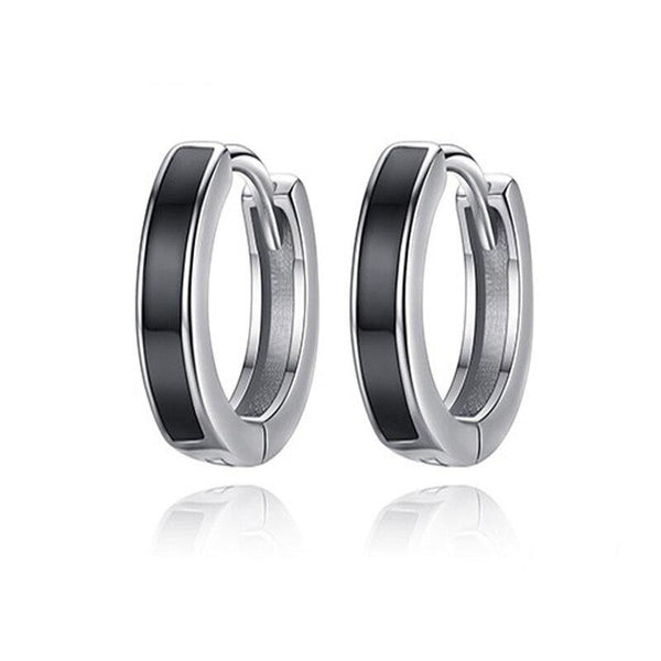 Black Rhodium-Plated 925 Sterling Silver Hip-Hop Hoop Earrings-Earrngs-Innovato Design-Innovato Design