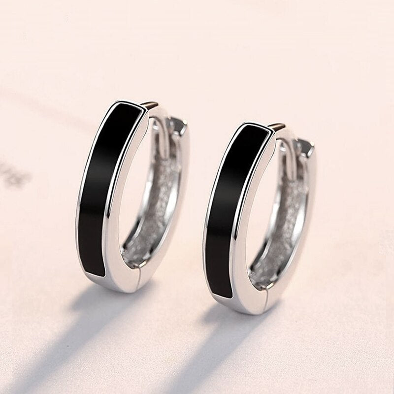 Black Rhodium-Plated 925 Sterling Silver Hip-Hop Hoop Earrings-Earrngs-Innovato Design-Innovato Design