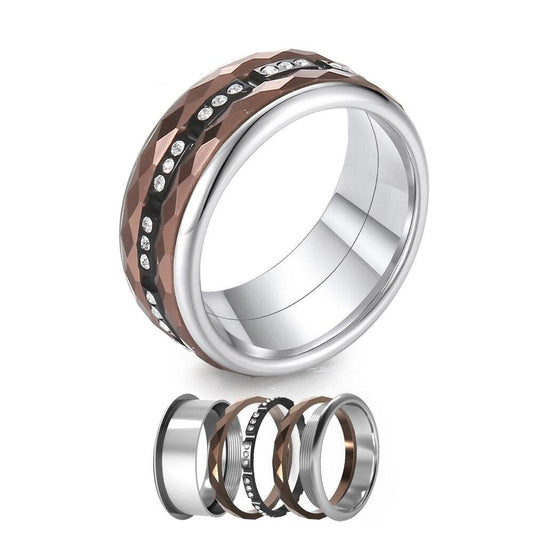 6mm Women Cubic Zirconia Stainless Steel and Aluminum Stackable, Rotatable, and Interchangeable Wedding Ring-Rings-Innovato Design-7-Innovato Design