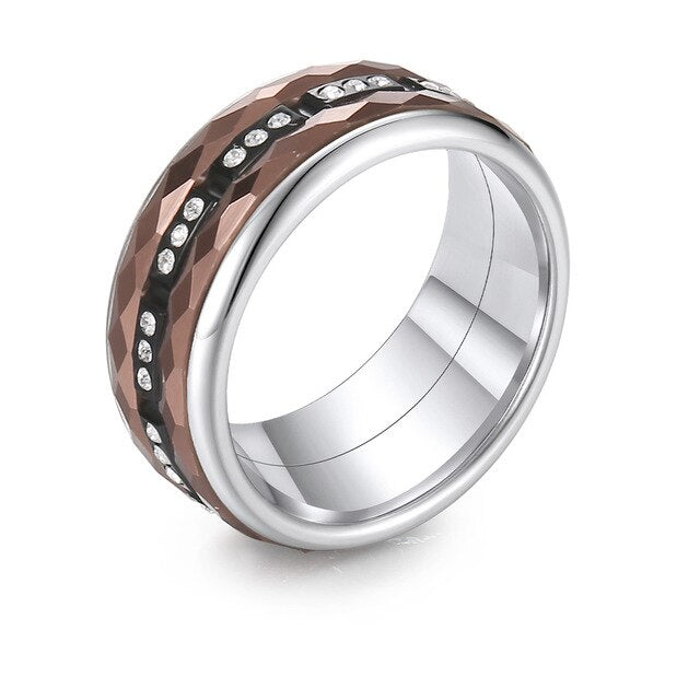 6mm Women Cubic Zirconia Stainless Steel and Aluminum Stackable, Rotatable, and Interchangeable Wedding Ring-Rings-Innovato Design-7-Innovato Design