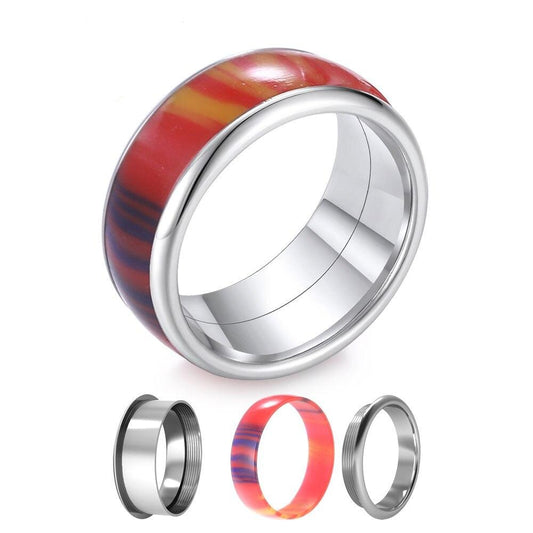 Women Stainless Steel and Resin Stackable and Rotatable Fashion Ring-Rings-Innovato Design-6-Innovato Design