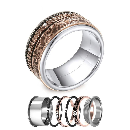 Women Stainless Steel, Aluminum, and Stackable, Rotatable, and Interchangeable Ring-Rings-Innovato Design-6-Innovato Design