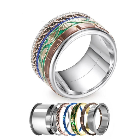 Stainless Steel, Aluminum, and Stackable, Rotatable, and Interchangeable Fashion Ring-Rings-Innovato Design-6-Innovato Design